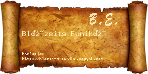 Blázsits Euniké névjegykártya
